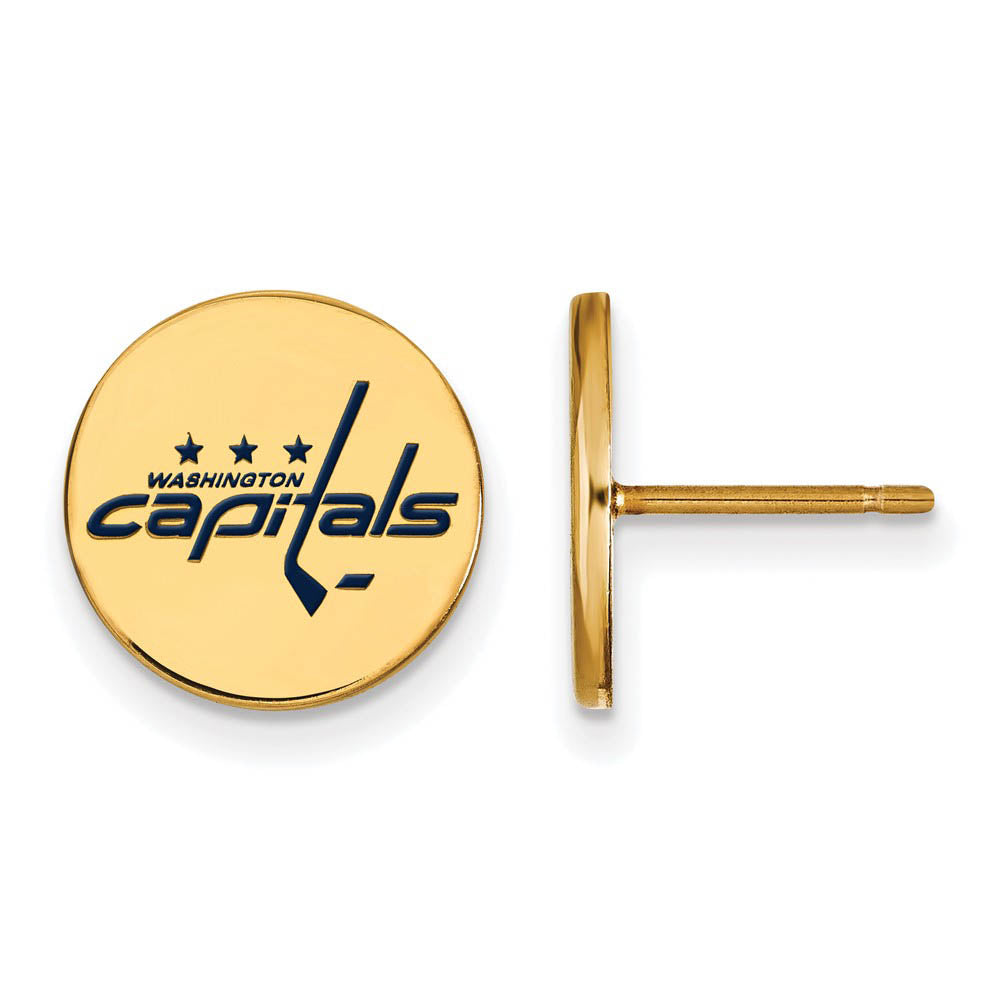 SS 14k Yellow Gold Plated NHL Capitals SM Enamel Post Earrings, Item E17987 by The Black Bow Jewelry Co.