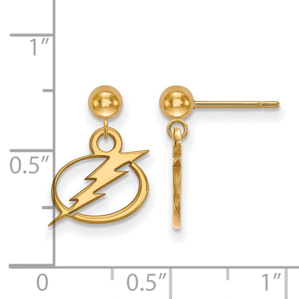 Alternate view of the SS 14k Yellow Gold Plated NHL Tampa Bay Lightning Ball Dangle Earrings by The Black Bow Jewelry Co.