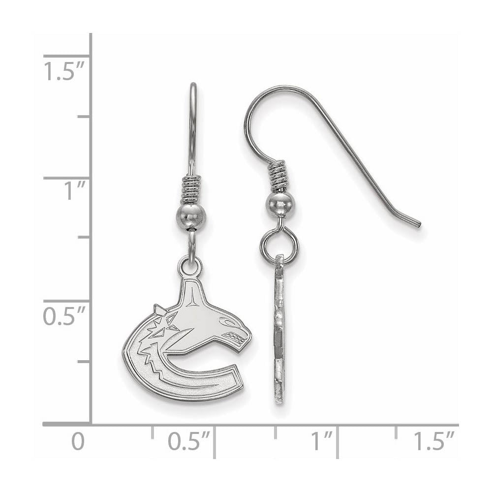 Alternate view of the Sterling Silver NHL Vancouver Canucks Small Dangle Earrings by The Black Bow Jewelry Co.