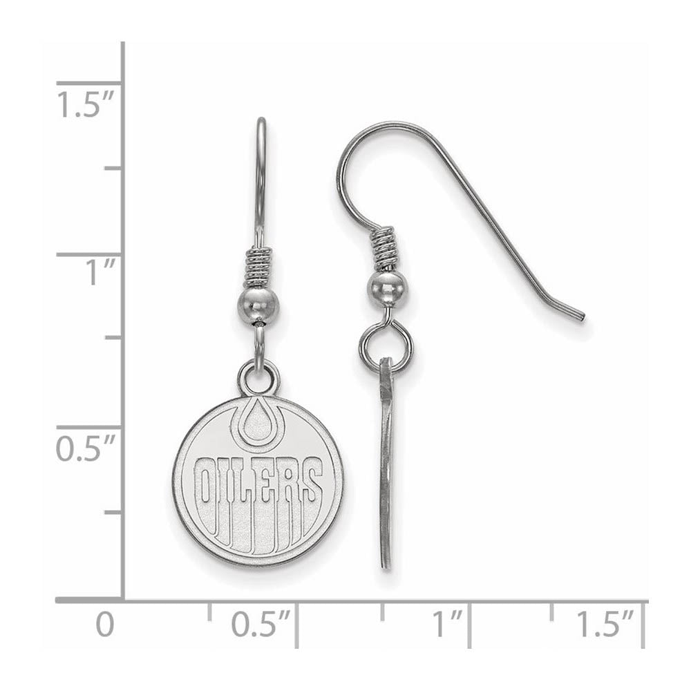 Alternate view of the Sterling Silver NHL Edmonton Oilers Small Dangle Earrings by The Black Bow Jewelry Co.