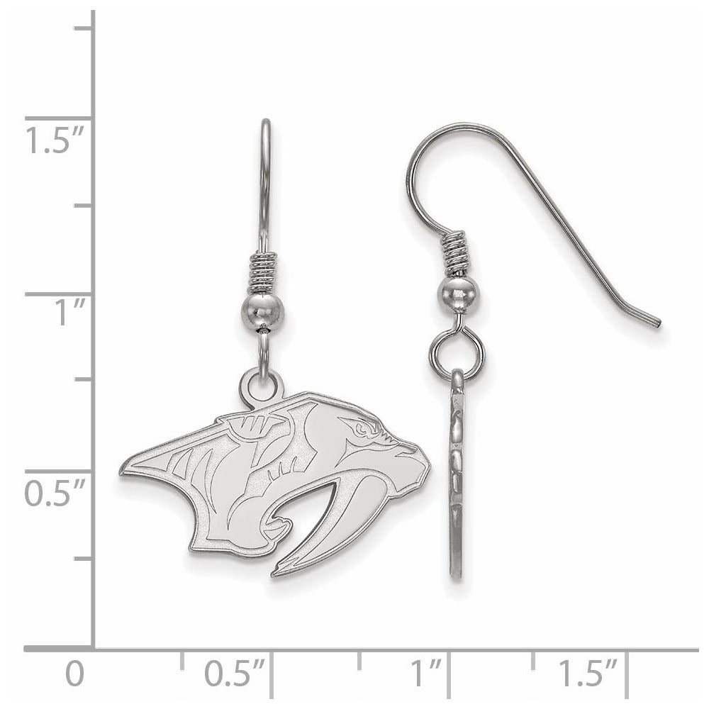 Alternate view of the Sterling Silver NHL Nashville Predators SM Dangle Earrings by The Black Bow Jewelry Co.