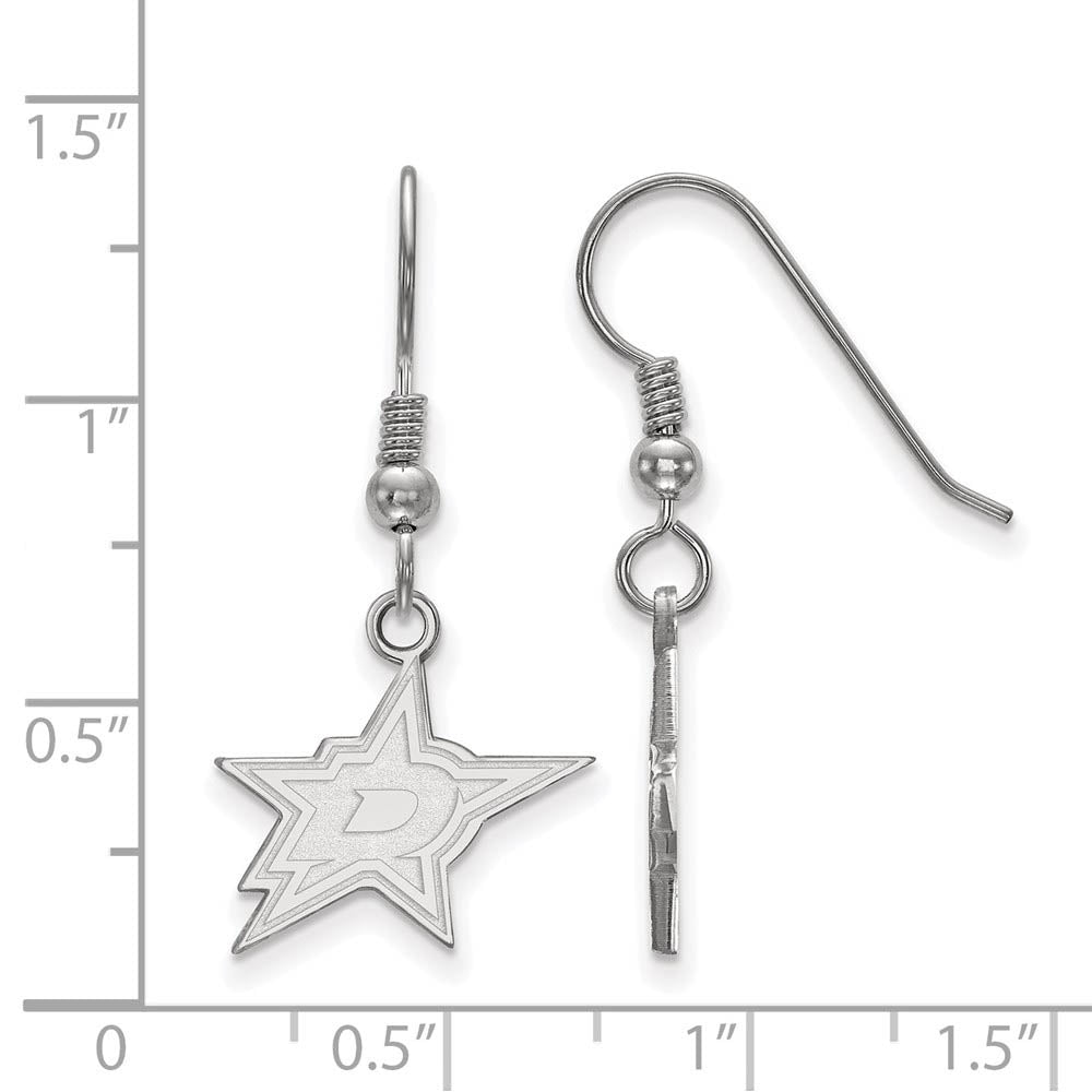 Alternate view of the Sterling Silver NHL Dallas Stars Small Dangle Earrings by The Black Bow Jewelry Co.