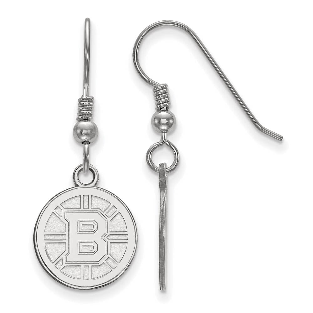 Sterling Silver NHL Boston Bruins Small Dangle Earrings, Item E18006 by The Black Bow Jewelry Co.
