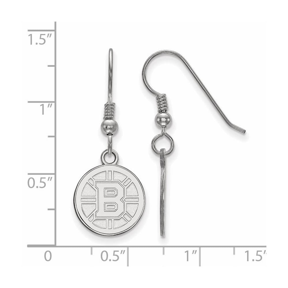 Alternate view of the Sterling Silver NHL Boston Bruins Small Dangle Earrings by The Black Bow Jewelry Co.