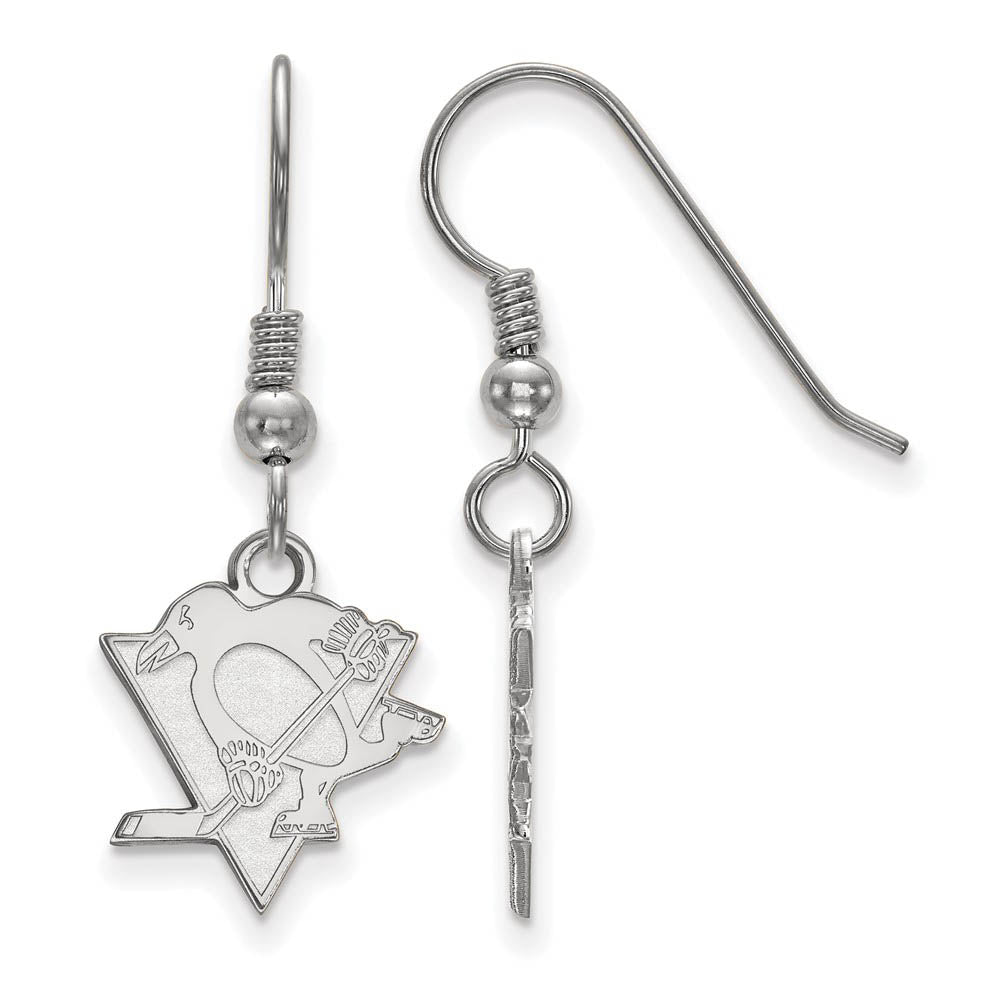 Sterling Silver NHL Pittsburgh Penguins SM Dangle Earrings, Item E18008 by The Black Bow Jewelry Co.