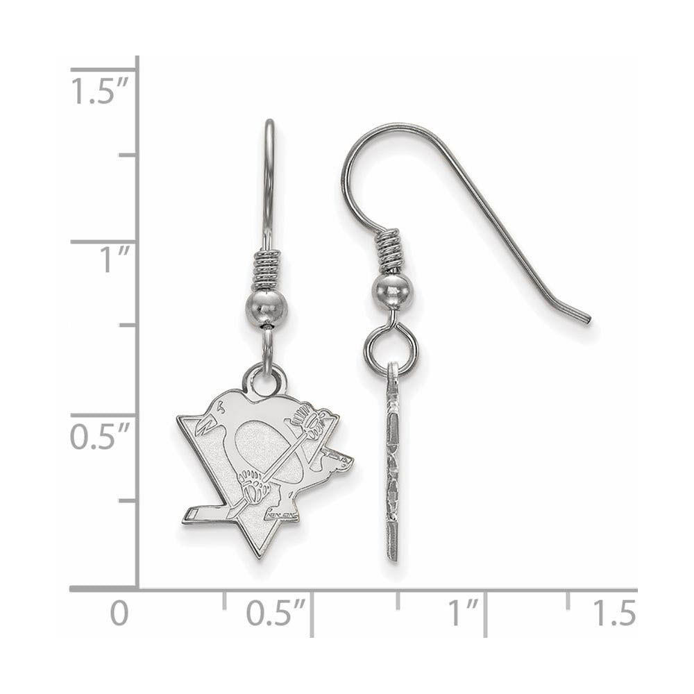 Alternate view of the Sterling Silver NHL Pittsburgh Penguins SM Dangle Earrings by The Black Bow Jewelry Co.