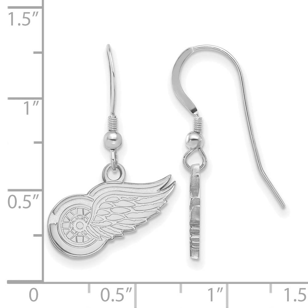 Alternate view of the Sterling Silver NHL Detroit Red Wings Small Dangle Earrings by The Black Bow Jewelry Co.