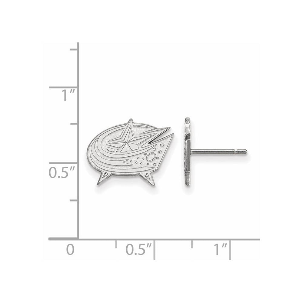 Alternate view of the Sterling Silver NHL Columbus Blue Jackets SM Post Earrings by The Black Bow Jewelry Co.