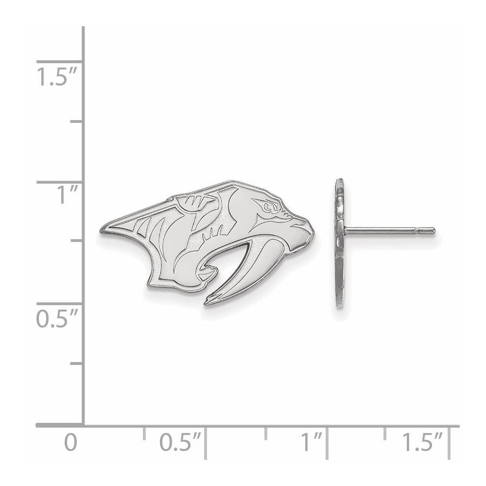 Alternate view of the Sterling Silver NHL Nashville Predators Small Post Earrings by The Black Bow Jewelry Co.