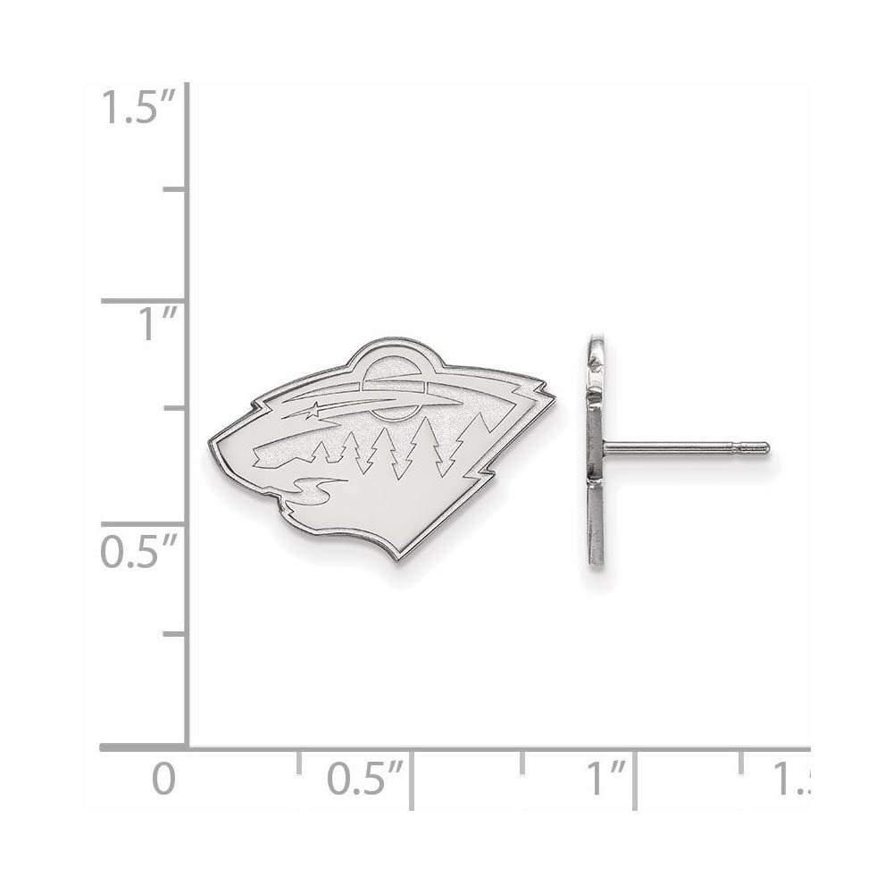 Alternate view of the Sterling Silver NHL Minnesota Wild Small Post Earrings by The Black Bow Jewelry Co.