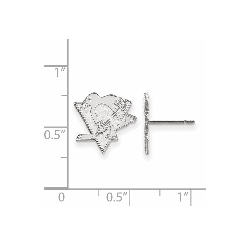 Alternate view of the Sterling Silver NHL Pittsburgh Penguins Small Post Earrings by The Black Bow Jewelry Co.