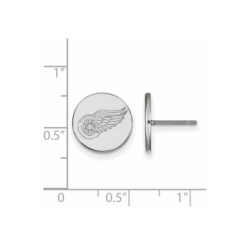 Alternate view of the Sterling Silver NHL Detroit Red Wings SM Disc Post Earrings by The Black Bow Jewelry Co.