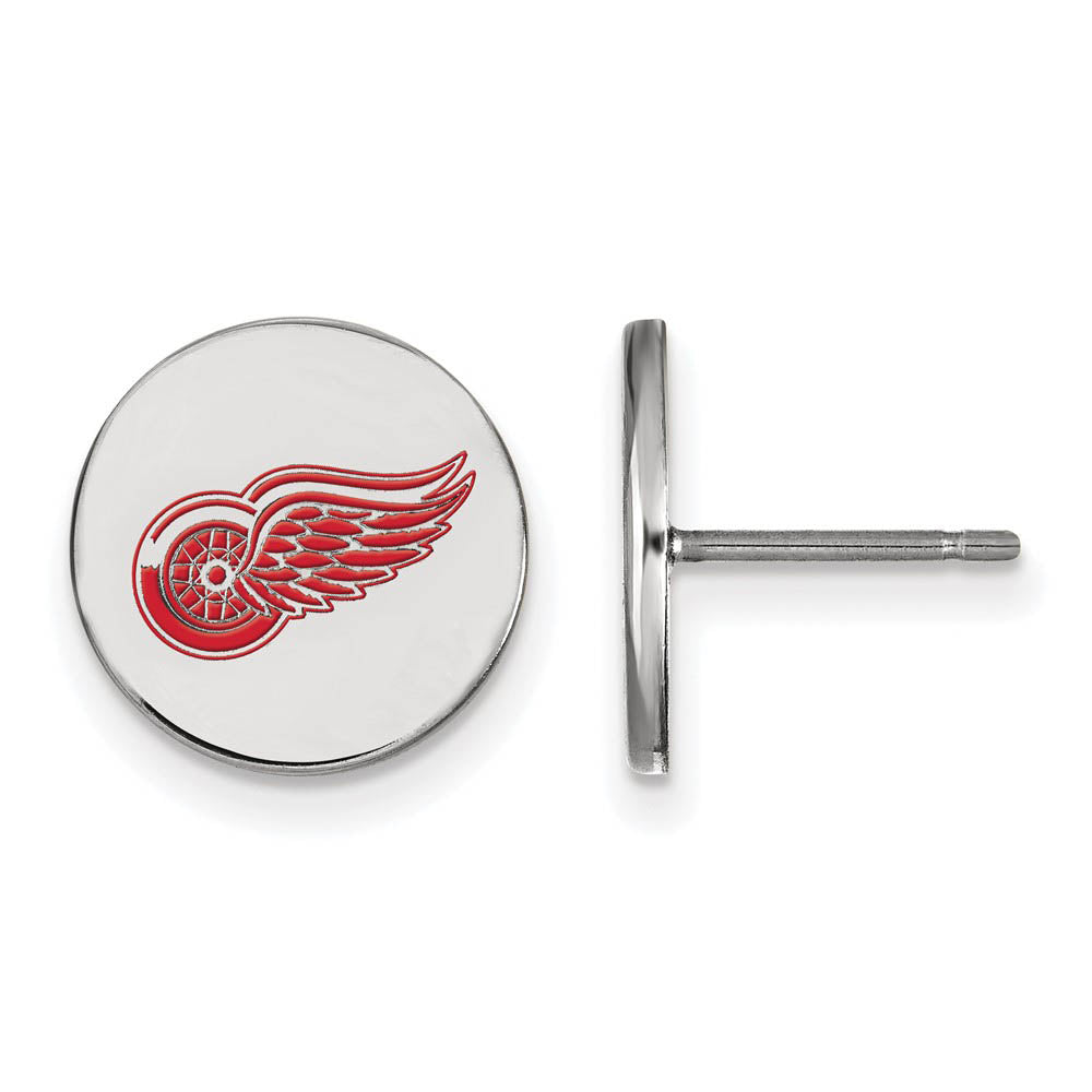 Sterling Silver NHL Red Wings SM Enamel Disc Post Earrings, Item E18040 by The Black Bow Jewelry Co.