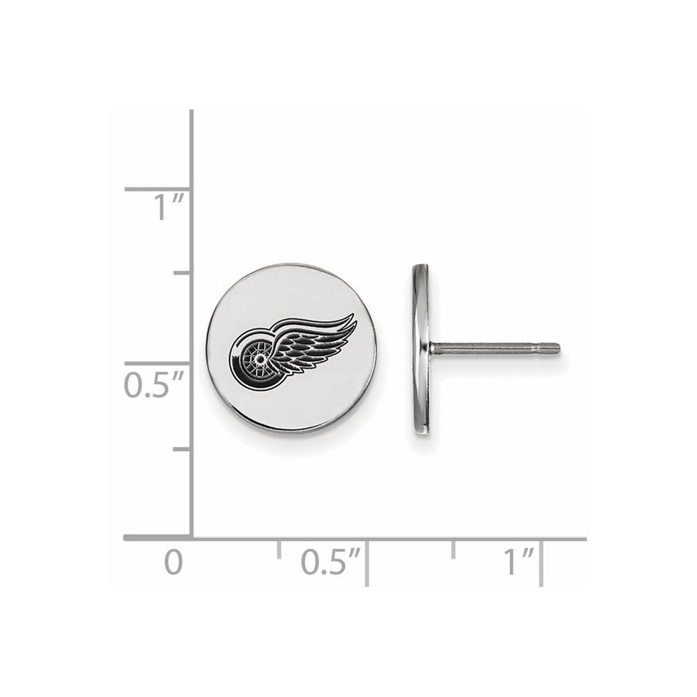 Alternate view of the Sterling Silver NHL Red Wings SM Enamel Disc Post Earrings by The Black Bow Jewelry Co.