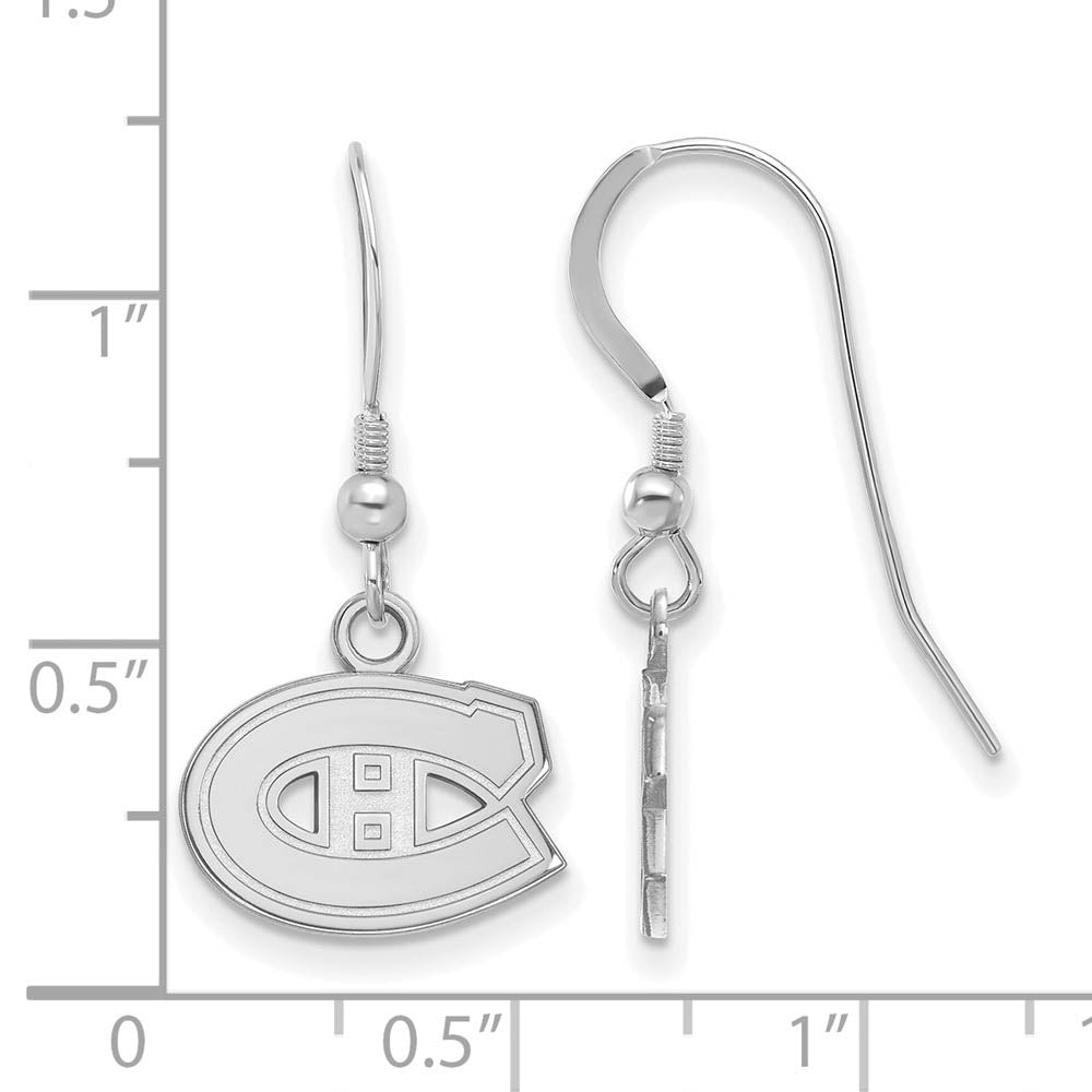 Alternate view of the Sterling Silver NHL Montreal Canadiens XS Dangle Earrings by The Black Bow Jewelry Co.