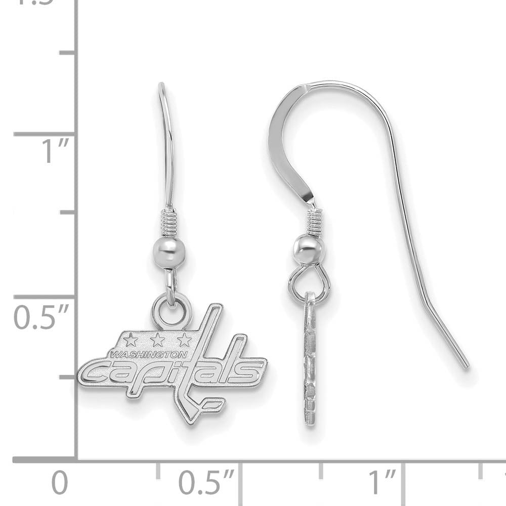 Alternate view of the Sterling Silver NHL Washington Capitals XS Dangle Earrings by The Black Bow Jewelry Co.