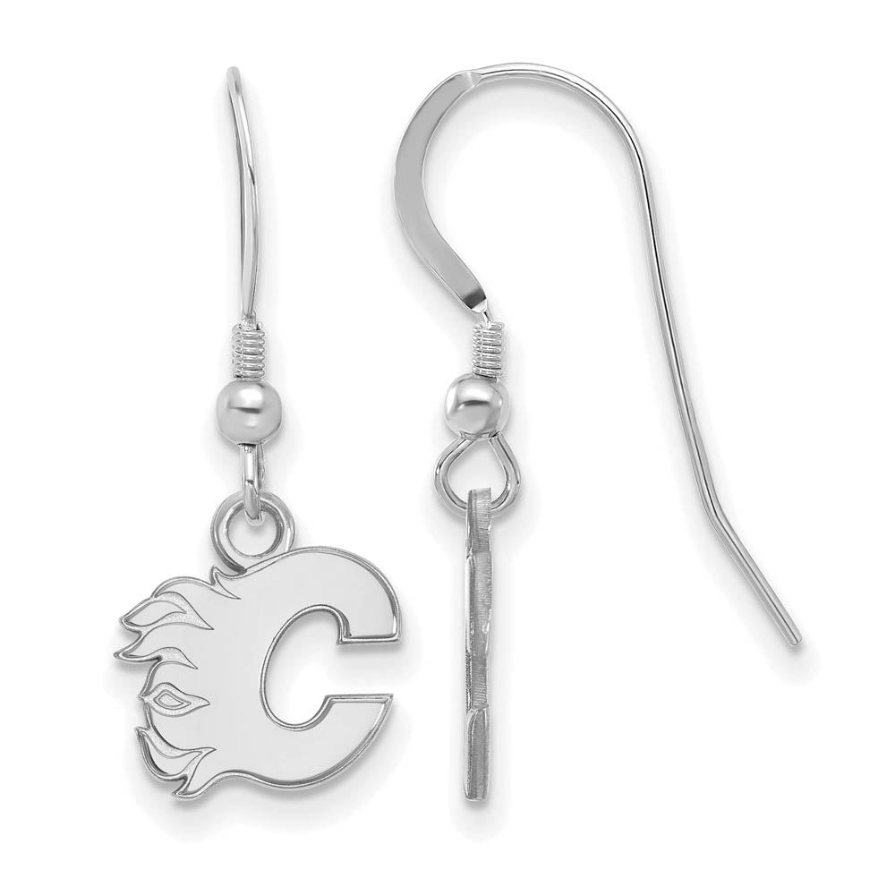 Sterling Silver NHL Calgary Flames XS Dangle Earrings, Item E18046 by The Black Bow Jewelry Co.