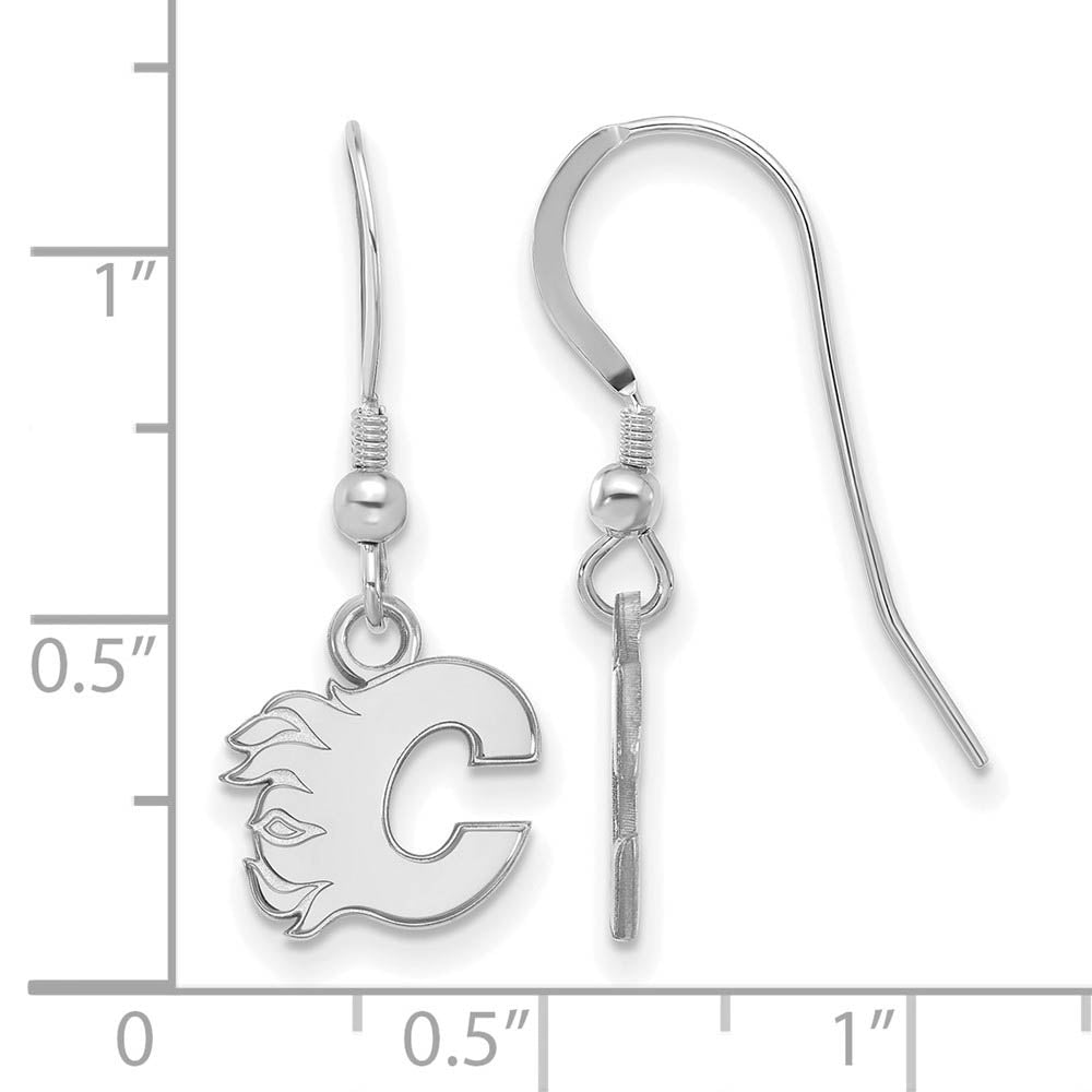 Alternate view of the Sterling Silver NHL Calgary Flames XS Dangle Earrings by The Black Bow Jewelry Co.