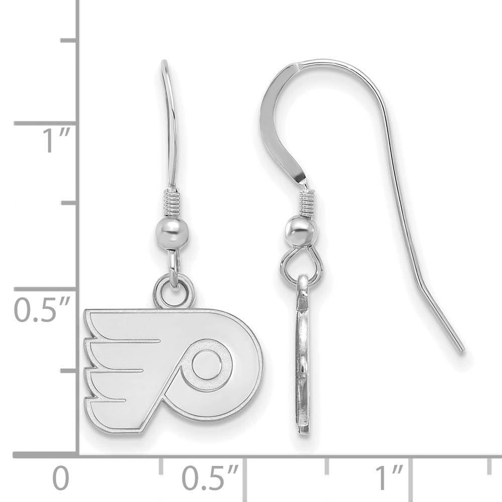 Alternate view of the Sterling Silver NHL Philadelphia Flyers XS Dangle Earrings by The Black Bow Jewelry Co.