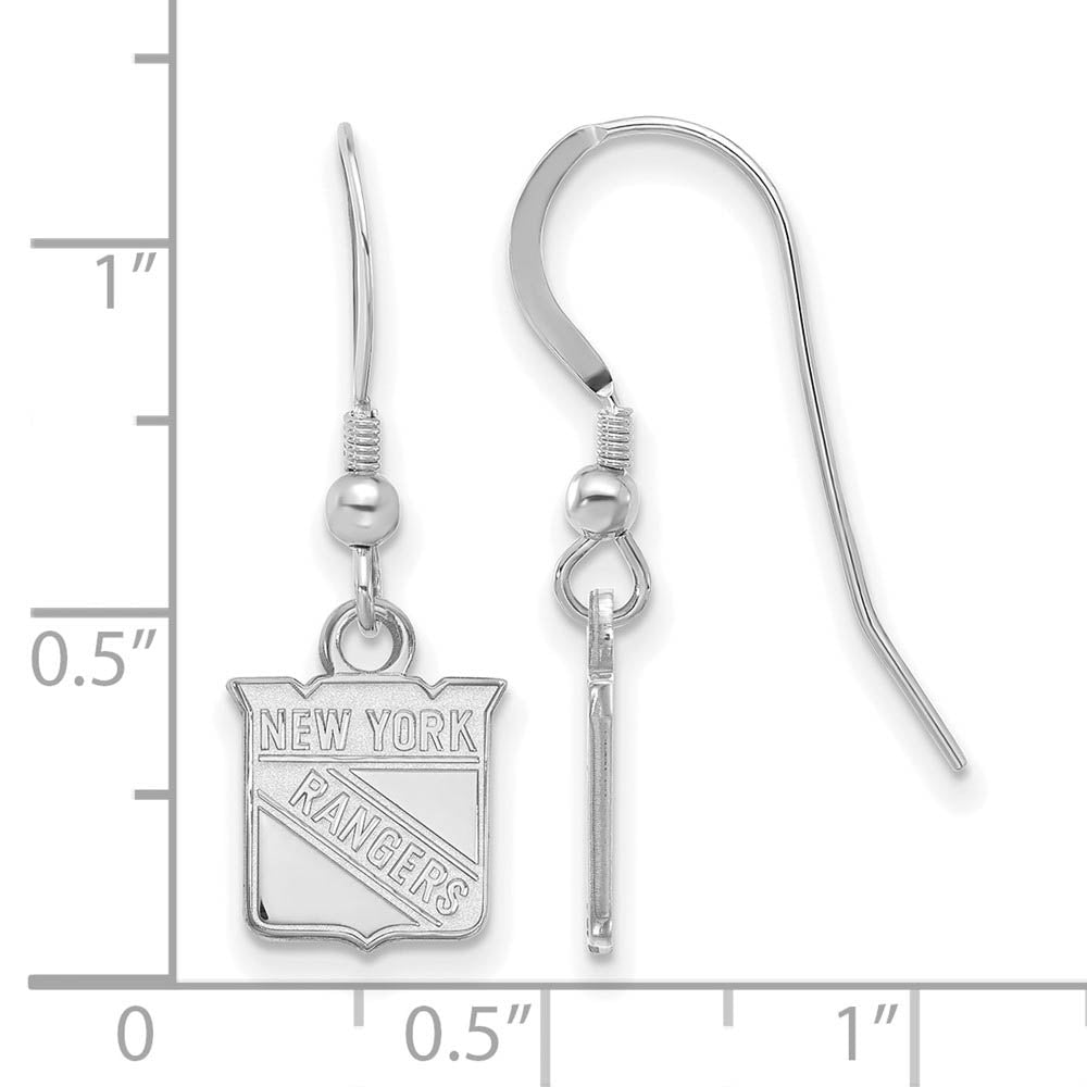 Alternate view of the Sterling Silver NHL New York Rangers XS Dangle Earrings by The Black Bow Jewelry Co.