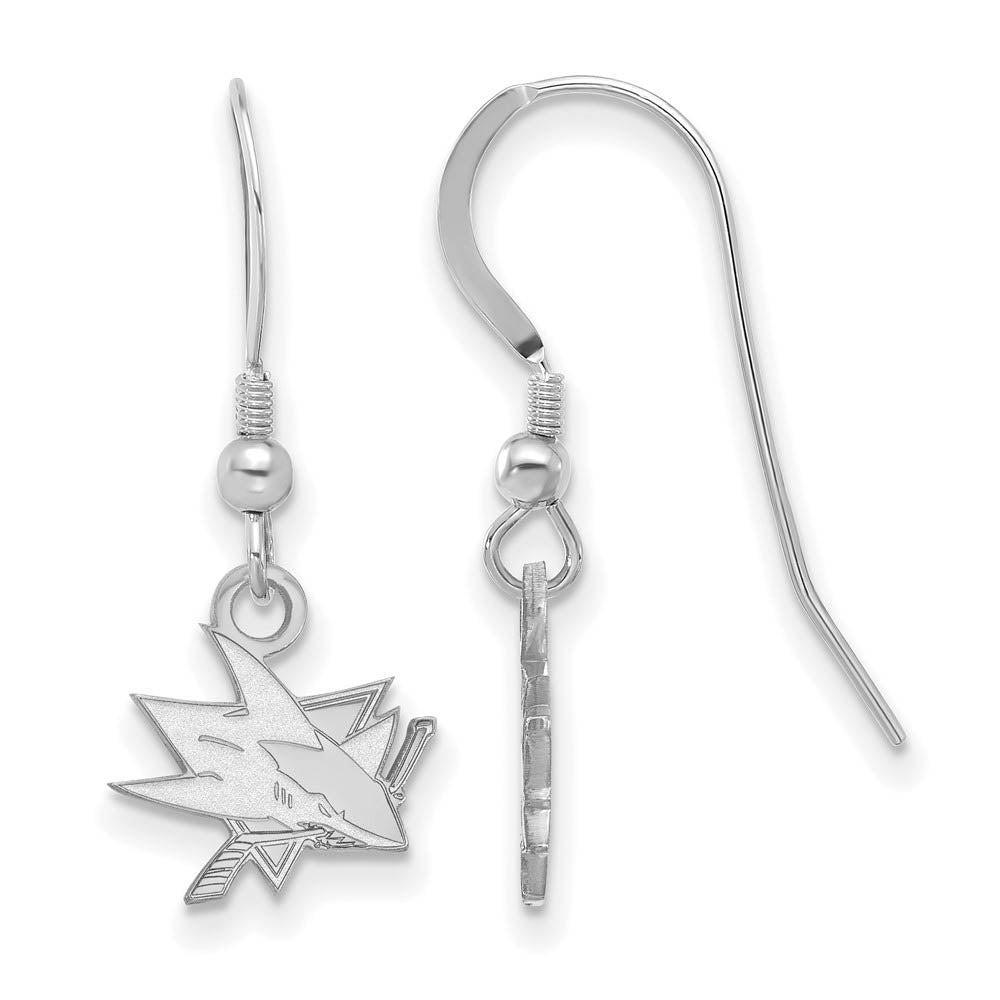 Sterling Silver NHL San Jose Sharks XS Dangle Earrings, Item E18056 by The Black Bow Jewelry Co.