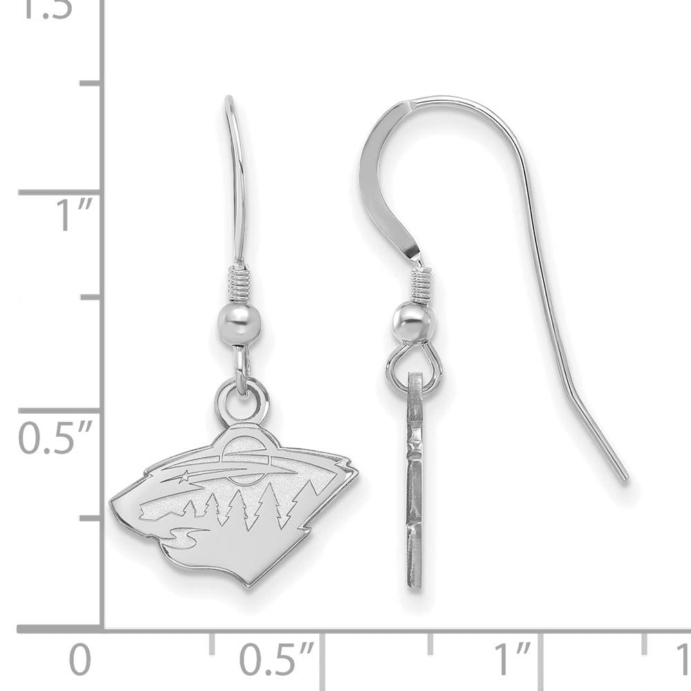 Alternate view of the Sterling Silver NHL Minnesota Wild XS Dangle Earrings by The Black Bow Jewelry Co.