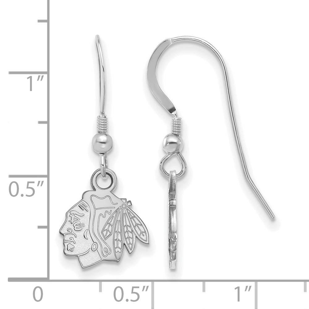 Alternate view of the Sterling Silver NHL Chicago Blackhawks XS Dangle Earrings by The Black Bow Jewelry Co.