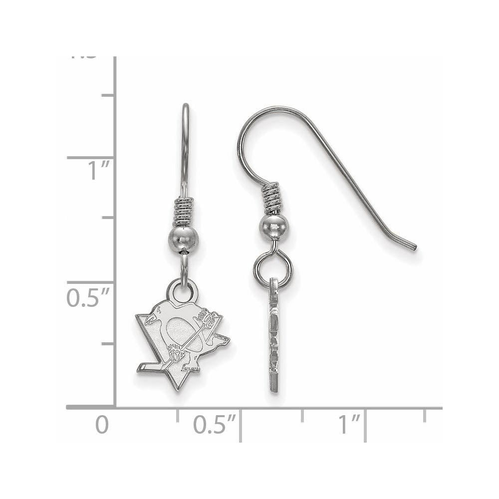 Alternate view of the Sterling Silver NHL Pittsburgh Penguins XS Dangle Earrings by The Black Bow Jewelry Co.