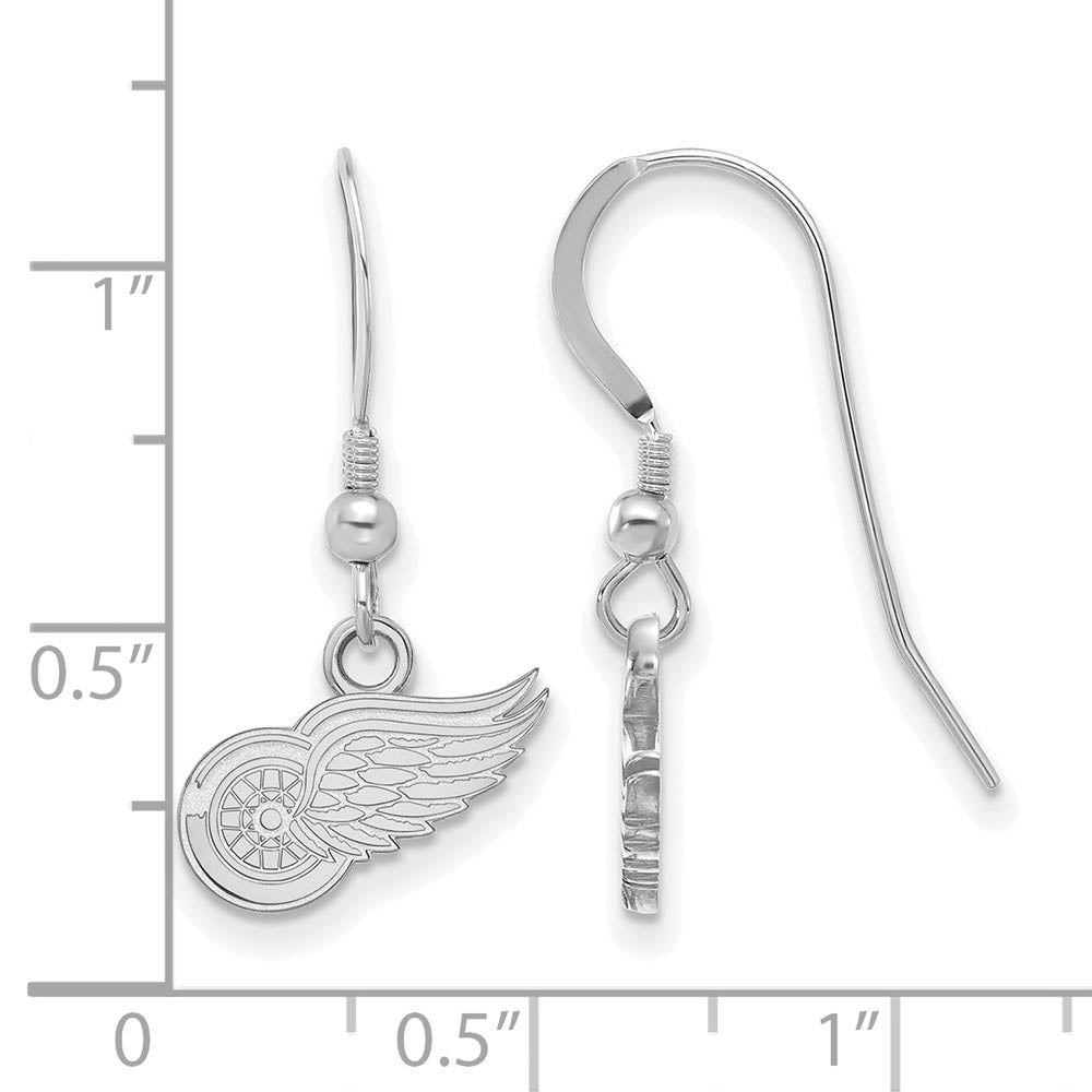 Alternate view of the Sterling Silver NHL Detroit Red Wings XS Dangle Earrings by The Black Bow Jewelry Co.