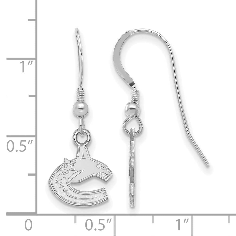 Alternate view of the Sterling Silver NHL Vancouver Canucks XS Dangle Earrings by The Black Bow Jewelry Co.