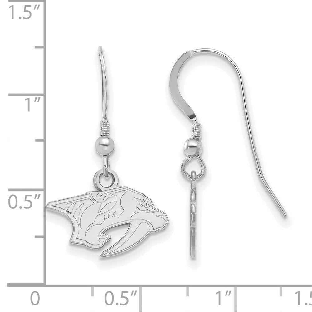 Alternate view of the Sterling Silver NHL Nashville Predators XS Dangle Earrings by The Black Bow Jewelry Co.