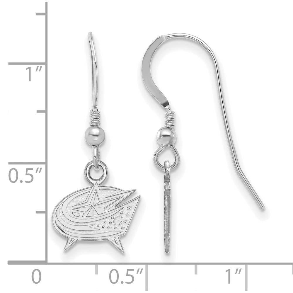 Alternate view of the Sterling Silver NHL Columbus Blue Jackets XS Dangle Earrings by The Black Bow Jewelry Co.