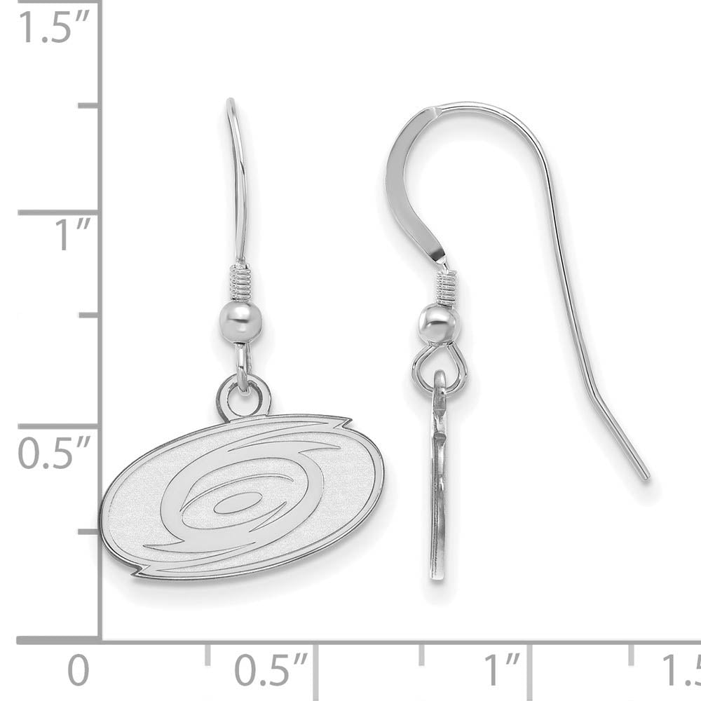 Alternate view of the Sterling Silver NHL Carolina Hurricanes XS Dangle Earrings by The Black Bow Jewelry Co.