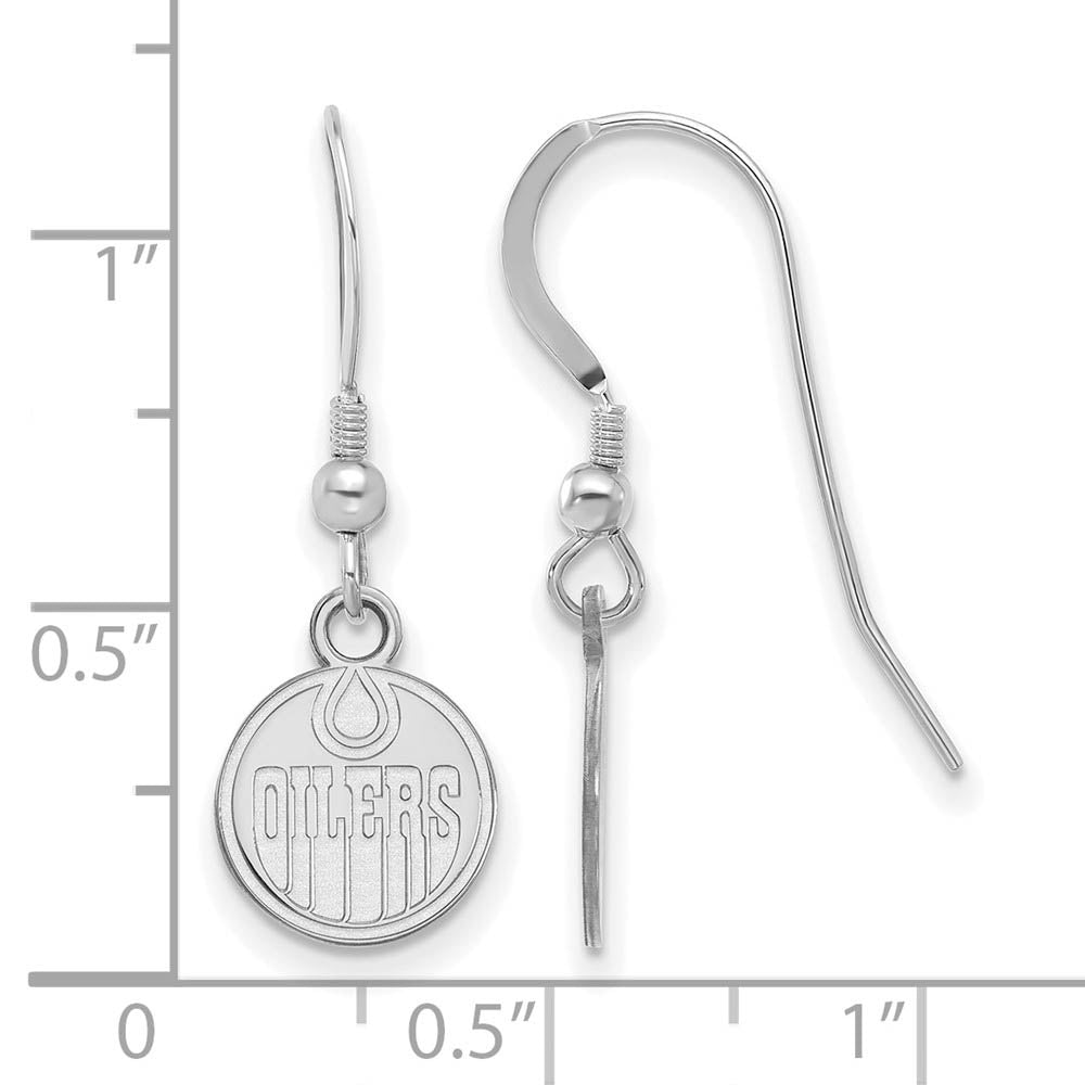 Alternate view of the Sterling Silver NHL Edmonton Oilers XS Dangle Earrings by The Black Bow Jewelry Co.