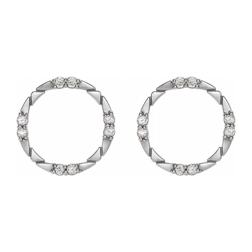 Alternate view of the 14K White Gold 1/5 CTW Diamond 14mm Geometric Circle Earrings by The Black Bow Jewelry Co.