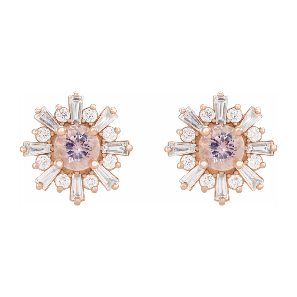 Alternate view of the 14K Rose Gold, Morganite & 3/4 CTW Diamond 13mm Post Earrings by The Black Bow Jewelry Co.