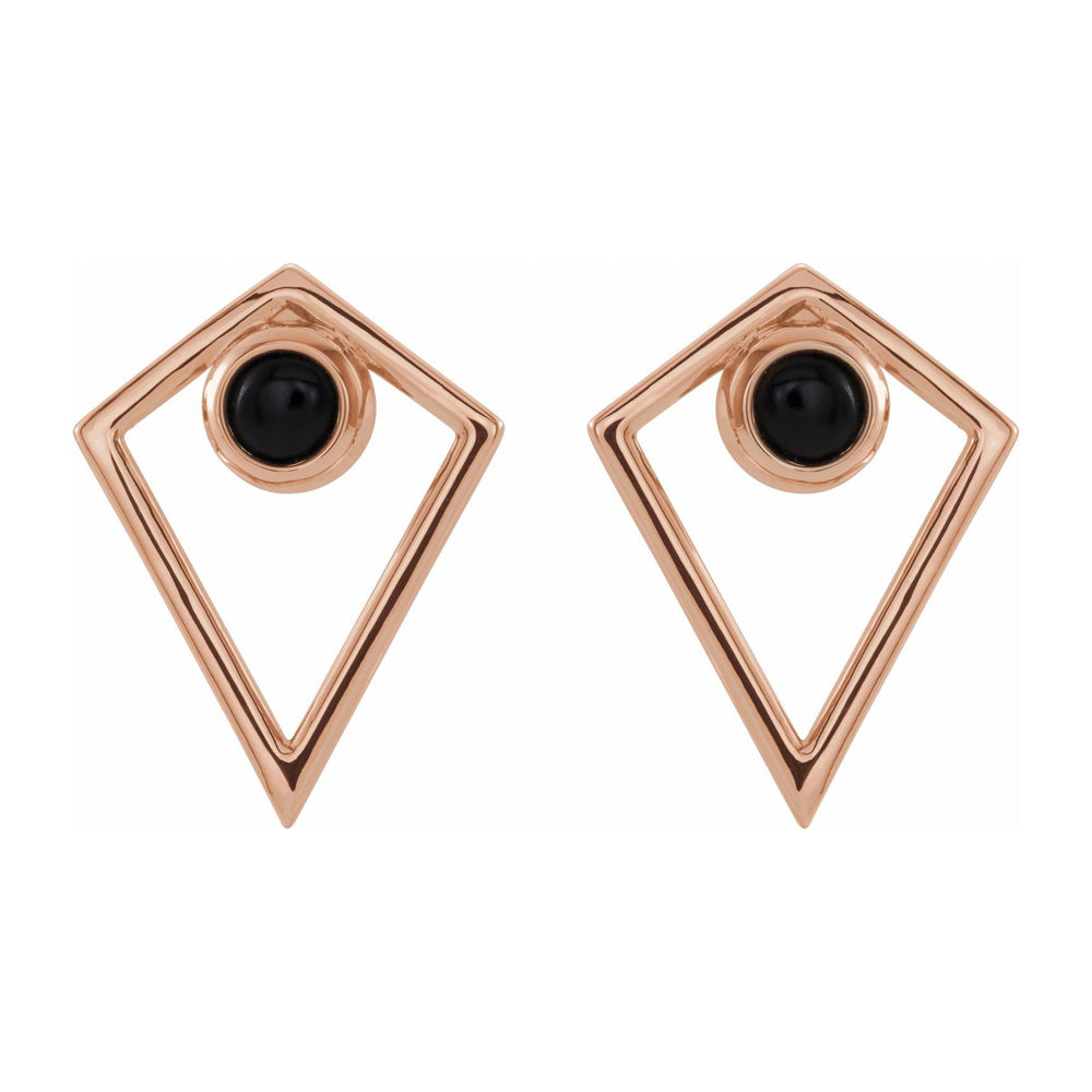 Alternate view of the 14K Rose Gold Onyx Cabochon Pyramid Post Earrings, 11 x 14mm by The Black Bow Jewelry Co.