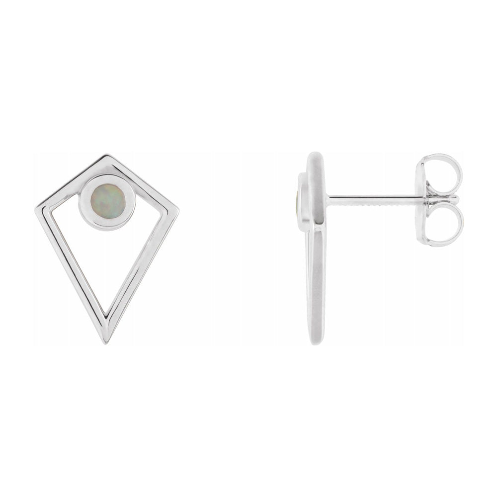 Alternate view of the 14K White Gold Onyx Cabochon Pyramid Post Earrings, 11 x 14mm by The Black Bow Jewelry Co.
