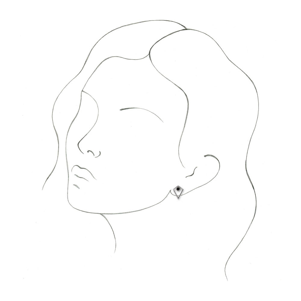 Alternate view of the 14K White Gold Opal Cabochon Pyramid Post Earrings, 11 x 14mm by The Black Bow Jewelry Co.