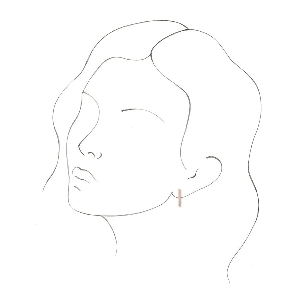 Alternate view of the 14K Rose Gold .07 CTW Diamond Bar Drop Earrings, 2x17mm by The Black Bow Jewelry Co.