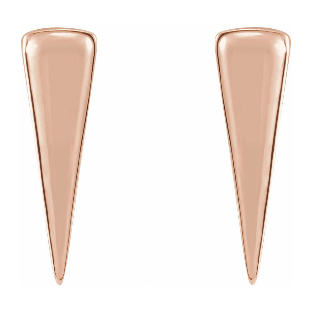 Alternate view of the 14K Rose Gold Small Triangle Post Earrings, 12mm (7/16 inch) by The Black Bow Jewelry Co.