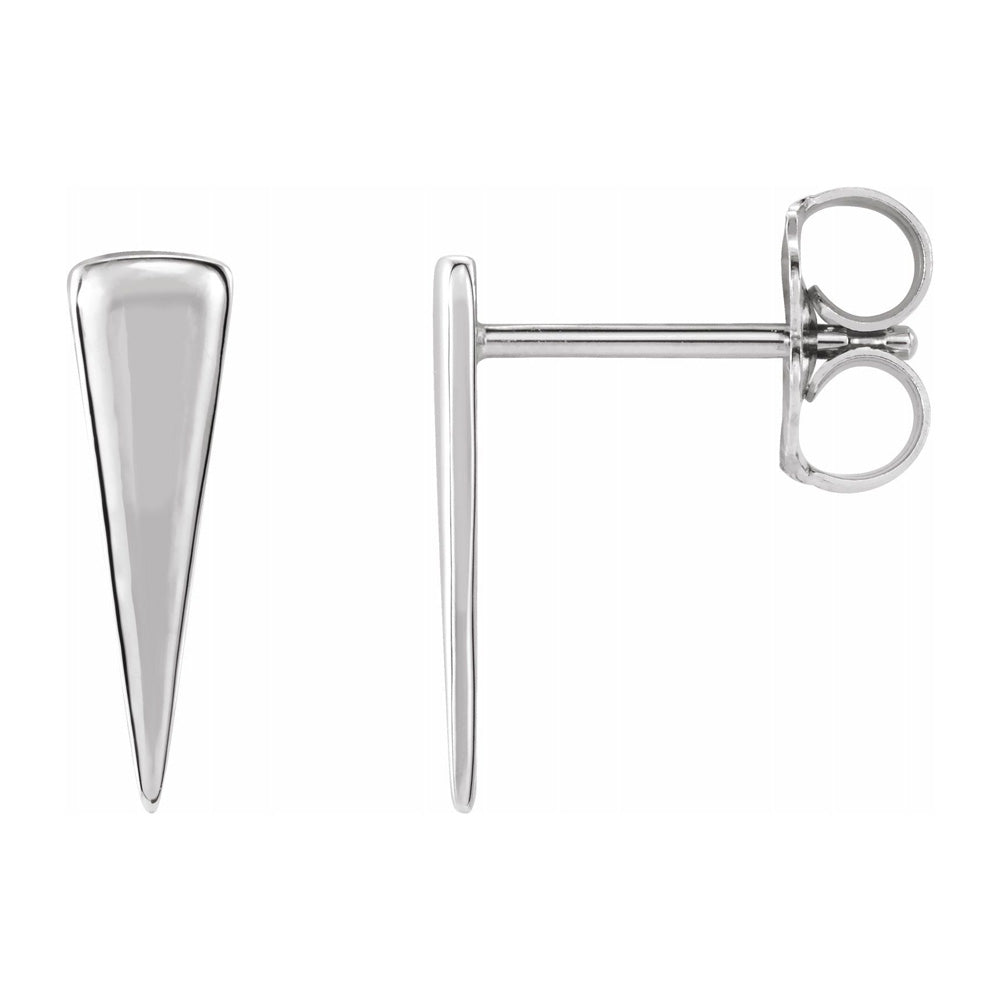 Alternate view of the 14K White, Yellow or Rose Gold Small Triangle Post Earrings, 12mm by The Black Bow Jewelry Co.