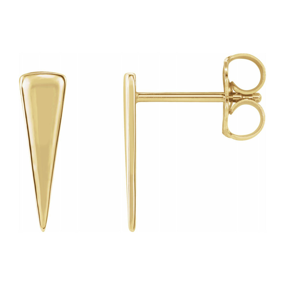 Alternate view of the 14K White, Yellow or Rose Gold Small Triangle Post Earrings, 12mm by The Black Bow Jewelry Co.