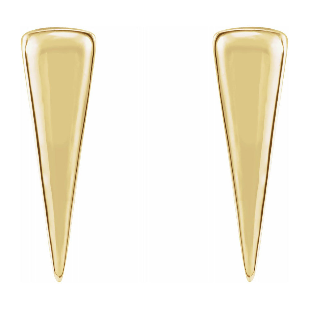 Alternate view of the 14K Yellow Gold Small Triangle Post Earrings, 12mm (7/16 inch) by The Black Bow Jewelry Co.