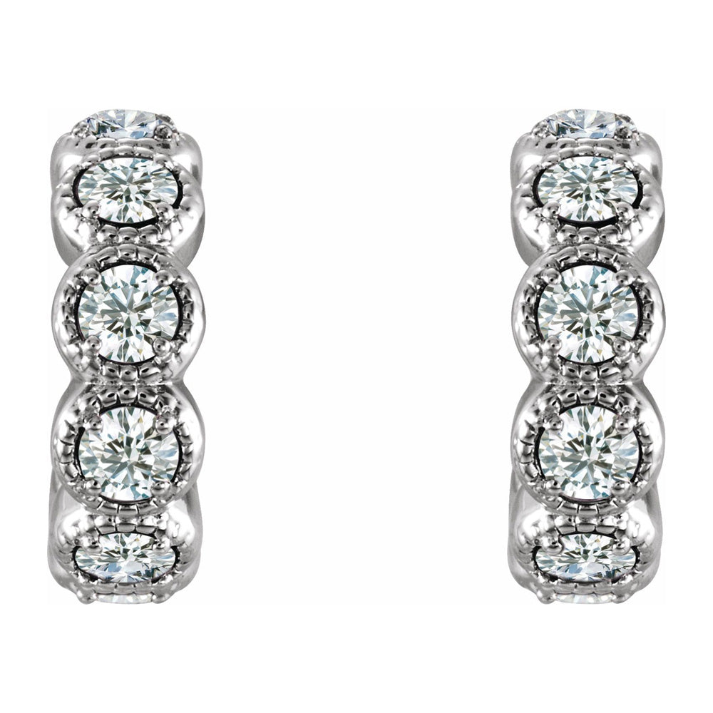 Alternate view of the 14K White Gold 7/8 CTW Diamond Small J Hoop Earrings, 4 x 12mm by The Black Bow Jewelry Co.