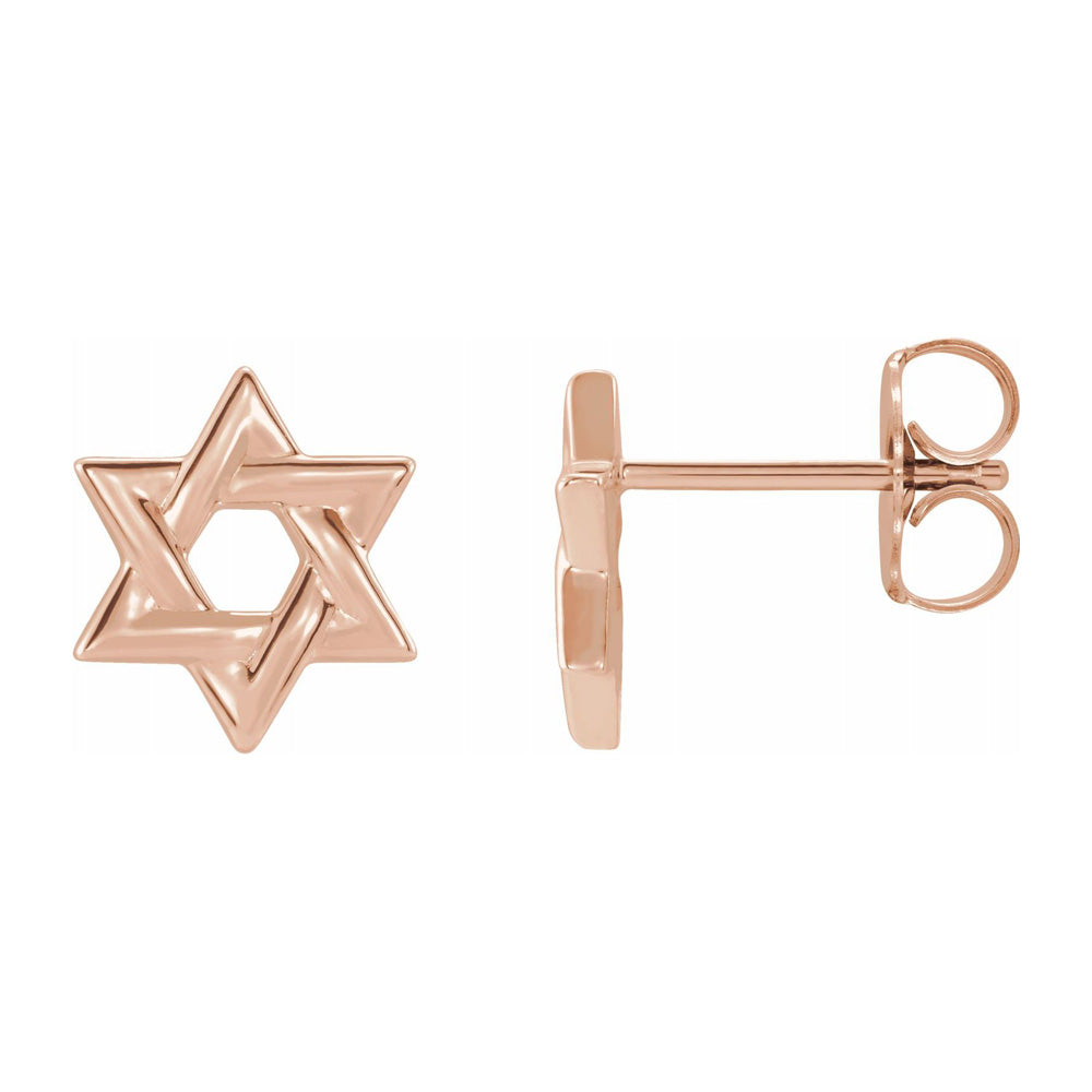 14K Yellow, White or Rose Gold Star of David Post Earrings, 9.5mm, Item E18497 by The Black Bow Jewelry Co.