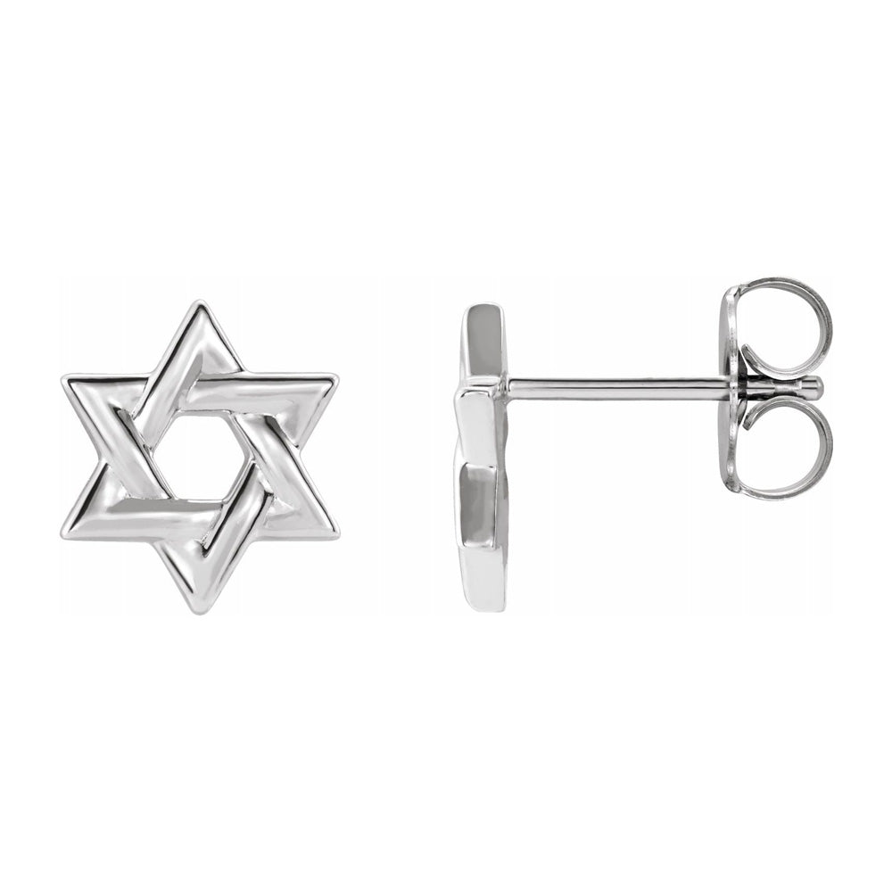Alternate view of the 14K Yellow, White or Rose Gold Star of David Post Earrings, 9.5mm by The Black Bow Jewelry Co.