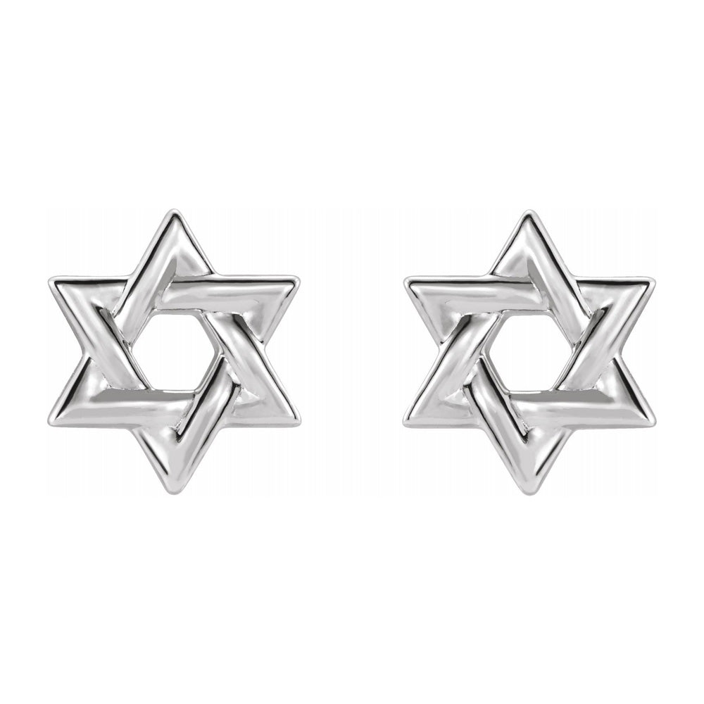 Alternate view of the 14K White Gold Star of David Post Earrings, 9.5mm by The Black Bow Jewelry Co.