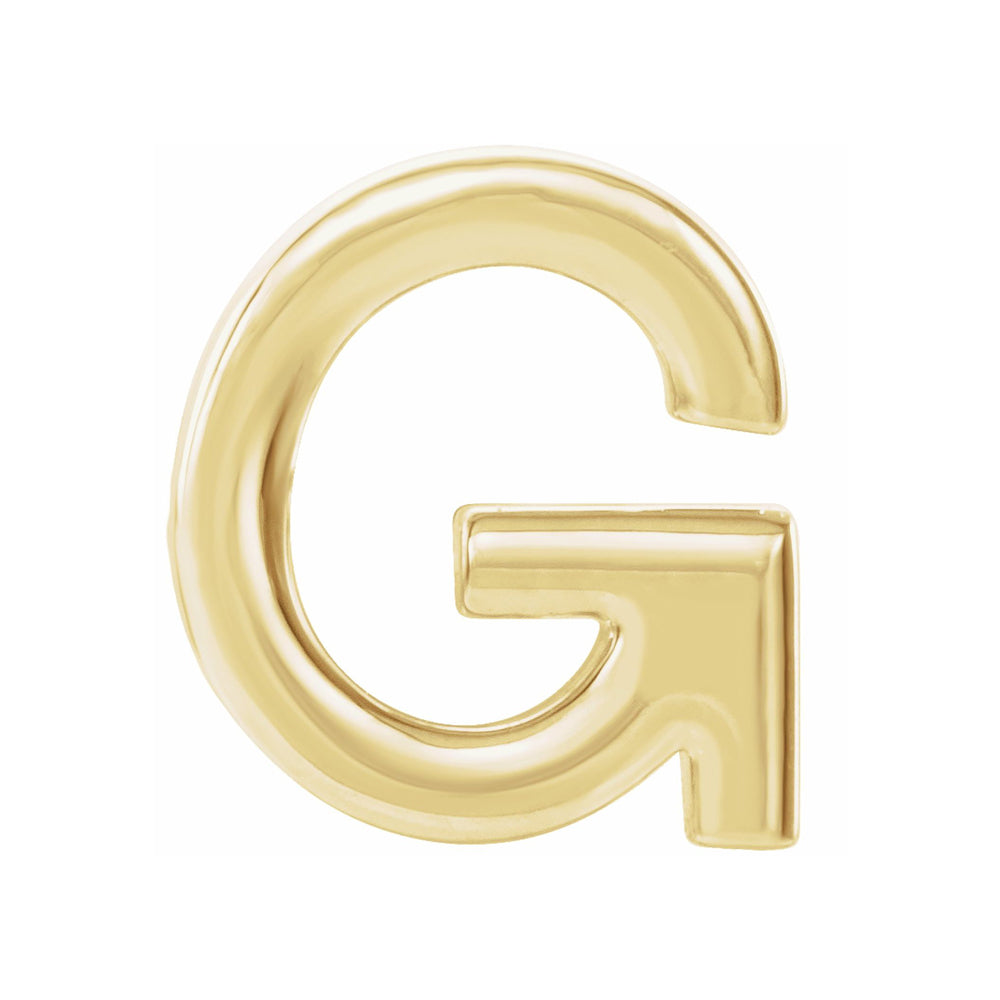 Single, 14k Yellow Gold Initial G Post Earring, 7.5 x 8mm, Item E18498-G by The Black Bow Jewelry Co.