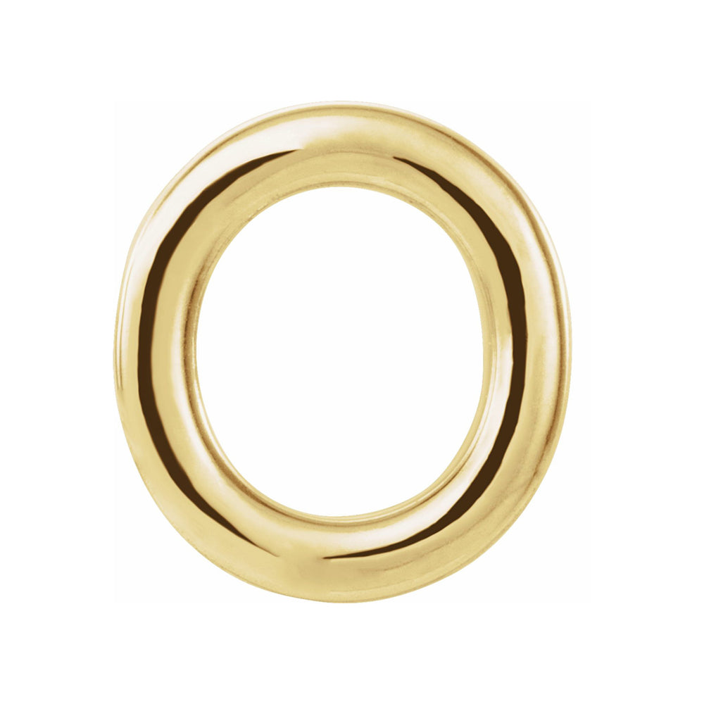 Single, 14k Yellow Gold Initial O Post Earring, 7.25 x 8mm, Item E18498-O by The Black Bow Jewelry Co.